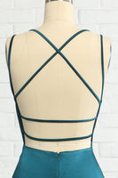 Load image into Gallery viewer, Peacock Blue Mermaid Backless Long Prom Dress