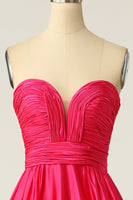 Load image into Gallery viewer, A-Line Sweetheart Fuchsia Long Prom Dress with Ruched