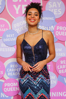 Load image into Gallery viewer, Sparkly Mermaid Lace-Up Sequins Navy Long Prom Dress