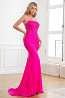 Load image into Gallery viewer, Glitter Hot Pink Mermaid Sequin Prom Dress