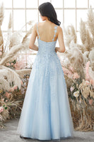 Load image into Gallery viewer, A-Line Spaghetti Straps Purple Long Prom Dress