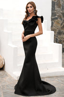 Load image into Gallery viewer, One Shoulder Mermaid Burgundy Prom Dress