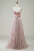 Load image into Gallery viewer, Blush A-Line Corset Long Tulle Prom Dress with Appliques