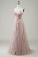Load image into Gallery viewer, Blush A-Line Corset Long Tulle Prom Dress with Appliques