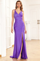 Load image into Gallery viewer, Purple Wedding Guest Dress with Slit