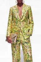 Load image into Gallery viewer, Blue Floral 2 Piece Notched Lapel Single Breasted Business Suits with Pockets