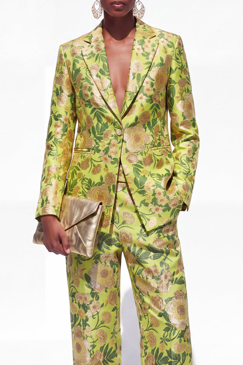 Load image into Gallery viewer, Blue Floral 2 Piece Notched Lapel Single Breasted Business Suits with Pockets