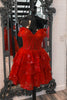 Load image into Gallery viewer, Sparkly Fuchsia Corset Tiered Lace A-Line Short Prom Dress
