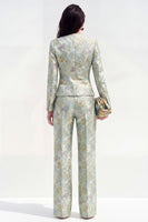 Load image into Gallery viewer, Yellow Flower 2 Piece Round Neck Single Breasted Business Suits with Pockets