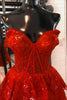 Load image into Gallery viewer, Sparkly Fuchsia Corset Tiered Lace A-Line Short Prom Dress