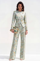 Load image into Gallery viewer, Yellow Flower 2 Piece Round Neck Single Breasted Business Suits with Pockets