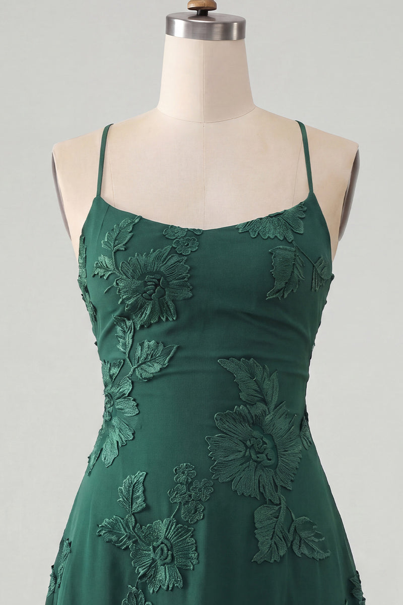 Load image into Gallery viewer, Floral Fuchsia A-Line Spaghetti Straps Short Cocktail Dress