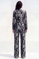 Load image into Gallery viewer, Yellow Flower 2 Piece Round Neck Single Breasted Business Suits with Pockets