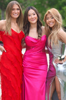 Load image into Gallery viewer, Red Backless Spaghetti Straps Prom Dress With Slit