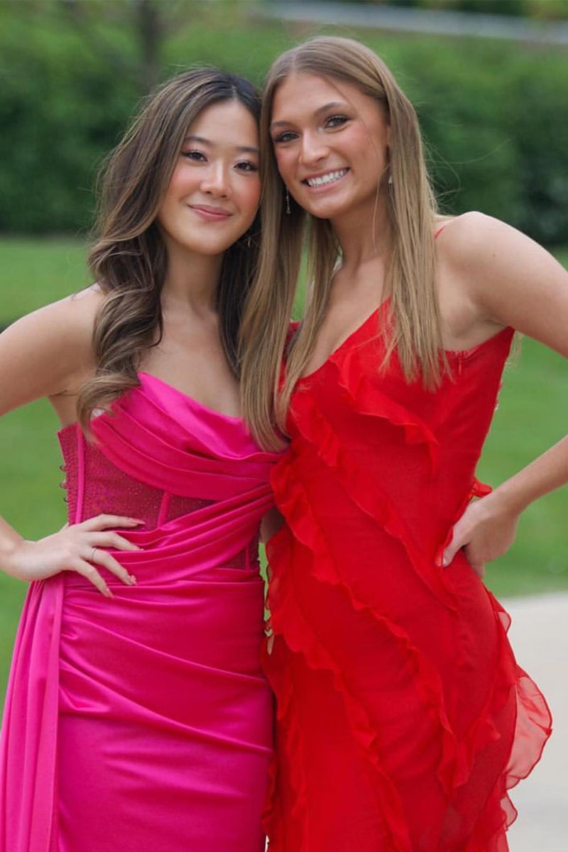 Load image into Gallery viewer, Sunset Backless Spaghetti Straps Prom Dress With Slit