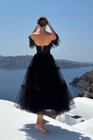Load image into Gallery viewer, Tulle A-Line Sweetheart Black Prom Dress