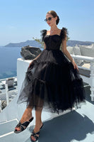 Load image into Gallery viewer, Tulle A-Line Sweetheart Black Prom Dress