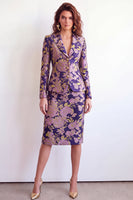 Load image into Gallery viewer, Green Flower 2 Piece Peak Lapel Midi Single Breasted Business Suits