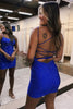 Load image into Gallery viewer, Sparkly Royal Blue Beaded Bodycon Short Party Dress