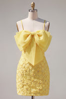 Load image into Gallery viewer, Sparkly Pink Floral Tight Spaghetti Straps Short Birthday Party Dress with Pearls