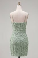 Load image into Gallery viewer, Sparkly Pink Floral Tight Spaghetti Straps Short Birthday Party Dress with Pearls