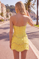 Load image into Gallery viewer, Sparkly Pink Floral Strapless Tight Short Birthday Party Dress with Pearls