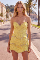 Load image into Gallery viewer, Sparkly Pink Floral Strapless Tight Short Birthday Party Dress with Pearls