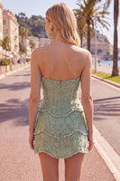 Load image into Gallery viewer, Sparkly Pink Floral Strapless Tight Short Birthday Party Dress with Pearls