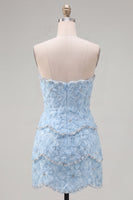 Load image into Gallery viewer, Sparkly Pink Floral Strapless Tight Short Birthday Party Dress with Pearls