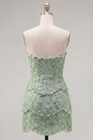 Load image into Gallery viewer, Sparkly Pink Floral Strapless Tight Short Birthday Party Dress with Pearls