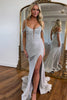 Load image into Gallery viewer, Sparkly Grey Beaded Mermaid Long Prom Dress with Slit
