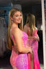 Load image into Gallery viewer, Sparkly Fuchsia Mermaid Long Sequined Prom Dress With Slit