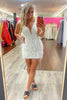 Load image into Gallery viewer, Lilac Sequin Deep V Neck Party Dress with Feathers