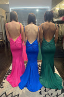 Load image into Gallery viewer, Glitter Fuchsia Mermaid Backless Long Prom Dress With Sequins