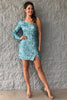 Load image into Gallery viewer, Blue Sequins Party Dress with Sleeves