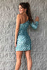 Load image into Gallery viewer, Blue Sequins Party Dress with Sleeves