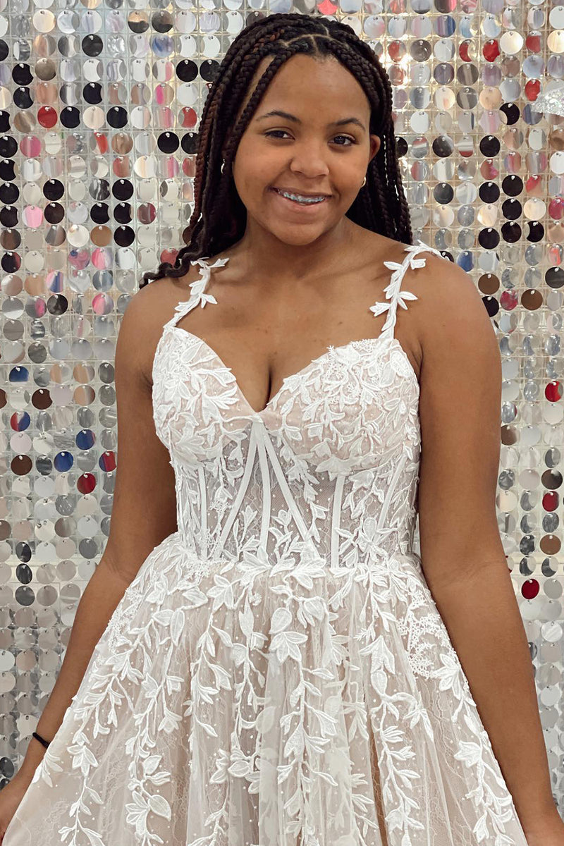 Load image into Gallery viewer, White Off the Shoulder Prom Dress with Appliques
