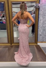 Load image into Gallery viewer, Sparkly Royal Blue Sweetheart Sequins Long Corset Prom Dress with Beading