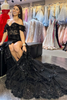 Load image into Gallery viewer, Black Mermaid Off the Shoulder Corset Prom Dress with Lace