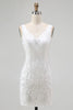 Load image into Gallery viewer, Sparkly White V-Neck Tight Short Prom Dress with Sequins