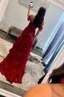 Load image into Gallery viewer, Navy A Line Off the Shoulder Long Prom Dress with Lace