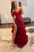 Load image into Gallery viewer, Navy A Line Off the Shoulder Long Prom Dress with Lace