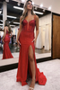 Load image into Gallery viewer, Glitter Black Corset Spaghetti Straps Mermaid Long Prom Dress with Slit