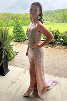 Load image into Gallery viewer, Sparkly Blue Sweetheart Sequins Bodycon Maxi Corset Prom Dress with Beading