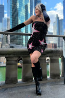 Load image into Gallery viewer, Glitter Black Strapless Sequins Tight Short Prom Dress