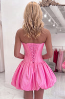 Load image into Gallery viewer, Sparkly Pink Beaded Short Corset Cocktail Dress with Flower
