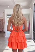 Load image into Gallery viewer, Sparkly Royal Blue Tiered Keyhole Short Cocktail Dress with Ruffles