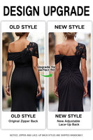 Load image into Gallery viewer, Dark Green One Shoulder Sheath Ruched Long Mother of the Bride Dress with Appliques