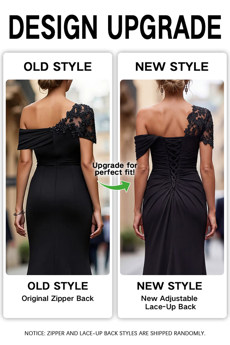 Load image into Gallery viewer, Dark Green One Shoulder Sheath Ruched Long Mother of the Bride Dress with Appliques