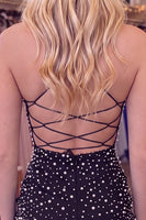 Load image into Gallery viewer, Sparkly Blue Tight Short Cocktail Dress with Pearls